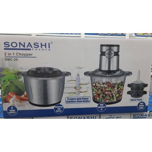 Sonashi Hachoir Avec 2 Bols En Inox et verre 400W 3L – Image 2