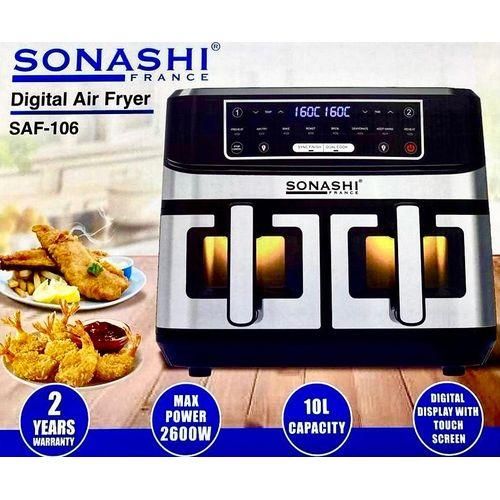 Sonashi Friteuse à Air Numérique Double Bac 10L, 2600 W Digital multiprogrammes SAF-106 – Image 2