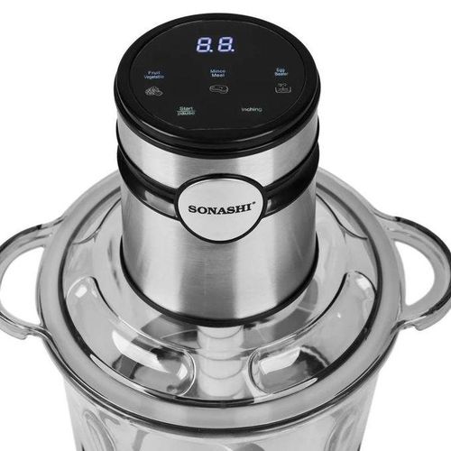 Sonashi Hachoir Electrique Tactile 2 En 1 Verre Et Inox - 6 Lames 3 L 400 W Avec Eplucheur d'Ail Et Batteur - SMC-25 – Image 3