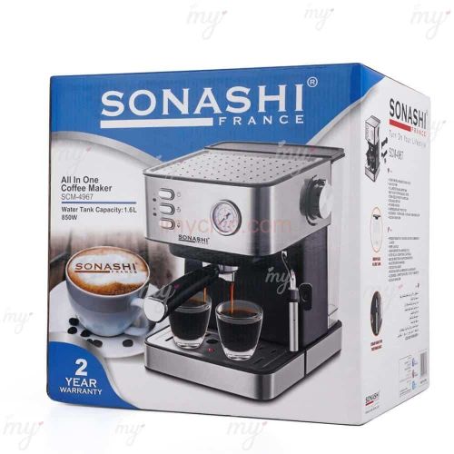 Sonashi Cafetière Expresso - 15 Bars - 850 W - Capacité 1,6 L - Scm-4967