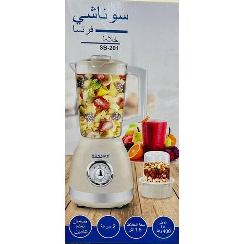 Sonashi Blender 1,5 Litres + Moulin A Café - 2 En 1 - SB-201