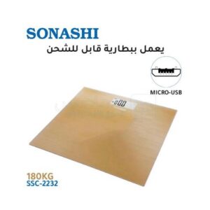 Sonashi Pèse-personne électronique 180KG en verre trempé avec écran LCD SSC-2232