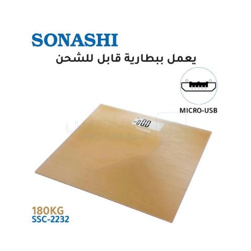 Sonashi Pèse-personne électronique 180KG en verre trempé avec écran LCD SSC-2232