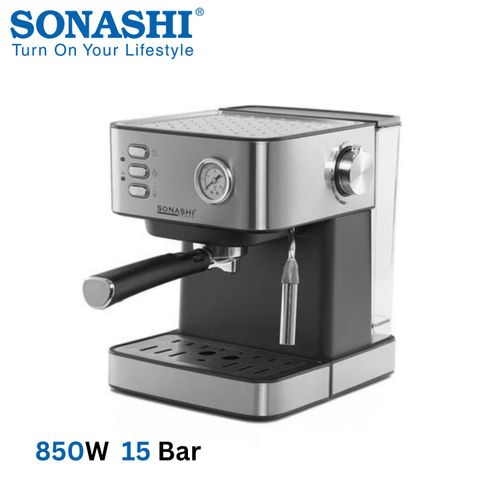 Sonashi Machine a Café Cafetière Expresso 850W 1.6L 15 Bars avec Mousseur à Lait - SCM-4967