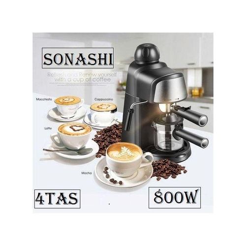 Sonashi Machine à Expresso Cafetière- 3.5 Bars-800 Watts -SCM-4977-Noir/Argent – Image 4