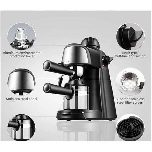 Sonashi Machine à Expresso Cafetière- 3.5 Bars-800 Watts -SCM-4977-Noir/Argent – Image 7