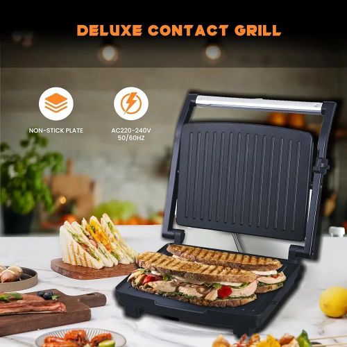 Sonashi Panineuse et Grill Électrique 2000W avec Fonction Contrôle de la température et Indicateur INOX - SGT-854 – Image 7