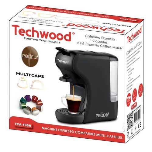 Techwood cafétiere expresoo techwood TCA-196N -1450W multi caps-noir – Image 2