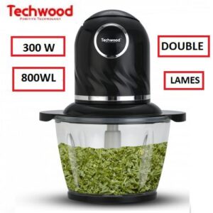 Techwood Hachoir Électrique à Double Lames Avec Bol En Verre 800mL-Tha-806- Noir