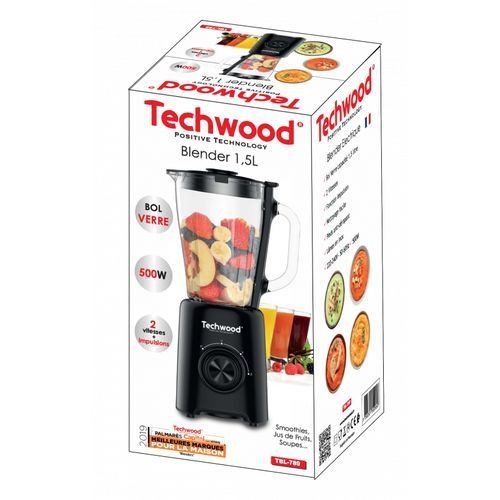 Techwood Blender Electrique Bol Verre -500W-1,5L Tbl-789 -Noir – Image 2