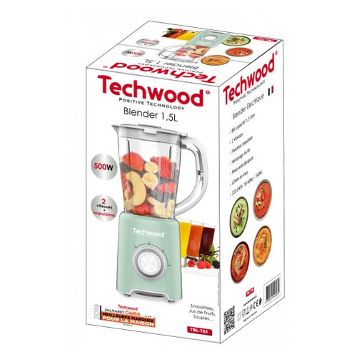 Techwood Blender Electrique 2 Vitesses- 500W- 1.5L-Vert-Menthe – Image 2