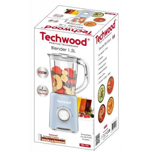 Techwood Blender Electrique 2 Vitesses - 1,5 L - 500 Watts - Bleu – Image 2