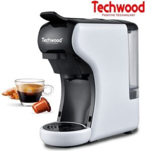 Techwood Cafetière Expresso Multi-Capsules 19Bar- 1450W-TCA-191N-Noir- blanc