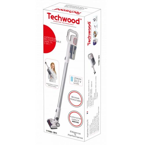 Techwood Aspirateur Balai Sans Fil 22.2V Lithium - 2En1 - TAB-311-blanc – Image 5