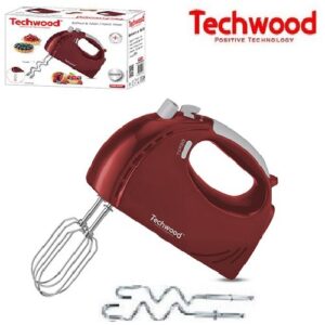 Techwood Batteur A Mains - 5 Vitesses- TMM-3006-300-Watts -TMM-3005-Rouge-Argent