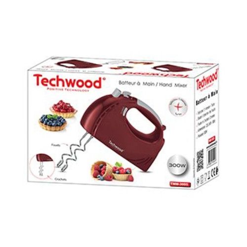 Techwood Batteur A Mains - 5 Vitesses- TMM-3006-300-Watts -TMM-3005-Rouge-Argent – Image 3