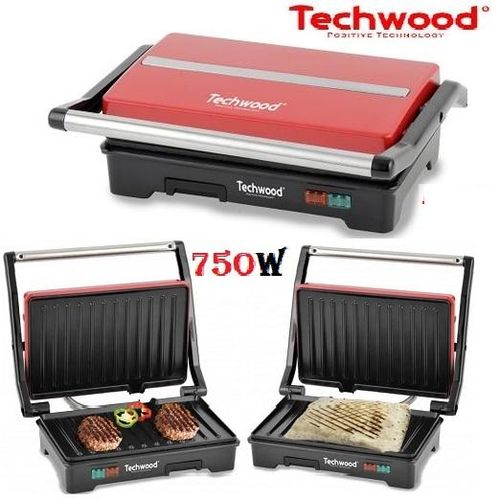 Techwood Grille Viande & Panineuse Multifonction-750W- TPG 1755-Rouge