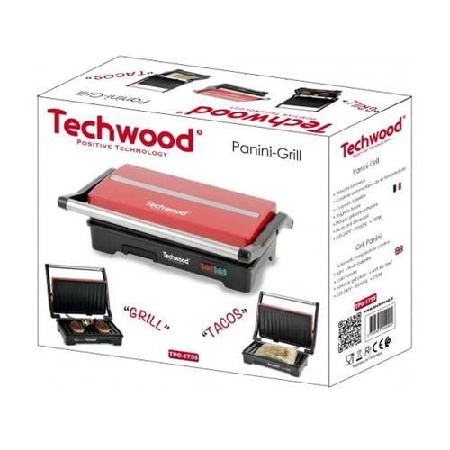 Techwood Grille Viande & Panineuse Multifonction-750W- TPG 1755-Rouge – Image 5