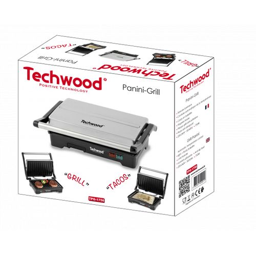 Techwood Grille Viande & Panineuse Multifonction-750W- TPG 1756-Argent-Noir – Image 6