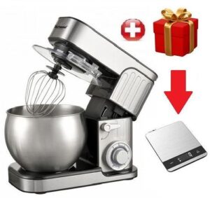 Techwood Robot Pétrin Multifonctions 6L 1300W+Cadeau Balance De Cuisine Numérique-TRO-1600-Acier Inoxydable