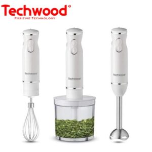 Techwood Bras Mixeur Plongeant 3en1 600W 500mL Multifonctions avec Hachoir et Fouet - TMS 9600