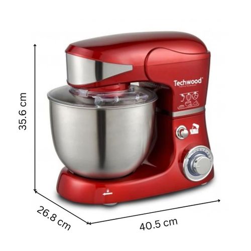 Techwood Robot Pétrin Multifonction 6 Vitesse 5 L 1000W Avec Bol En Inox Rouge - TRO 1055 – Image 7
