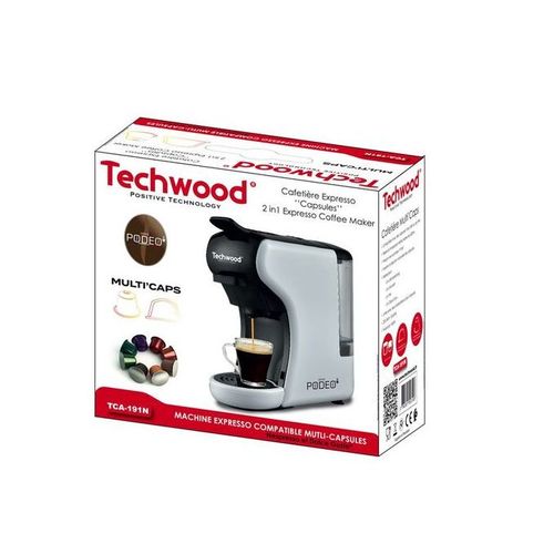 Techwood Cafetière Expresso Multi-Capsules 19Bar- 1450W-Noir- blanc – Image 2