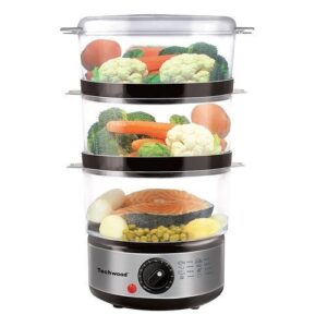 Techwood Cuiseur à Vapeur Avec 3 Panier 400W Tcv-364 Noir/Inox
