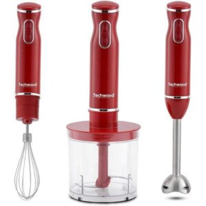 Techwood Mixeur Plongeant 3 En 1 - 600 Watts - 9605 Rouge