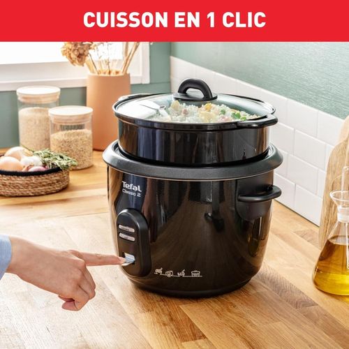 Tefal Classic 2 Cuiseur à riz, Cuiseur à Vapeur 5 L 700w , 1,5 kg de riz, Automatique, Maintien au chaud, Sans surveillance, Cuve antiadhésive, Nettoyage facile, Panier vapeur, Noir RK103811 – Image 3