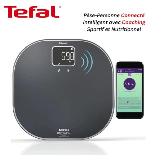 Tefal Pèse Personne Connecté intelligent Avec Coaching Sportif Et Nutritionnel intégré 180kg - Body Partner Access PP9500S1