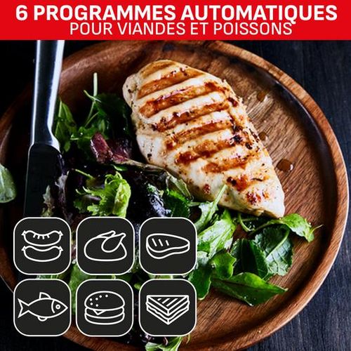 Tefal Panineuse et Grill À Viande Électrique 2000W - 6 Programmes De Cuisson avec Plaque Gaufres et Control De Temperature - OptiGrill+ GC716D12 – Image 3