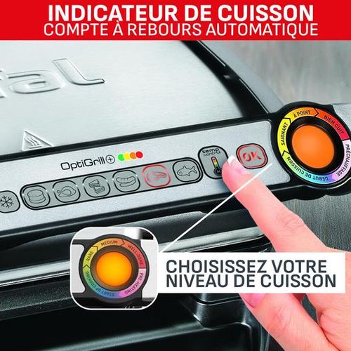 Tefal Panineuse et Grill À Viande Électrique 2000W - 6 Programmes De Cuisson avec Plaque Gaufres et Control De Temperature - OptiGrill+ GC716D12 – Image 4