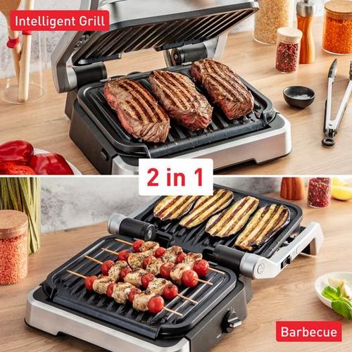 Tefal Panineuse Grill À Viande Électrique 2En1 2100W - intelligent Avec 9 Programmes et Système De Cuisson Automatique - ouverture 180° En Métal - OptiGrill GC772D10 – Image 4