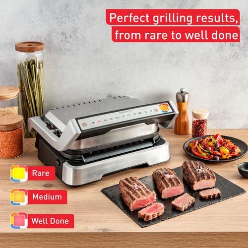Tefal Panineuse Grill À Viande Électrique 2En1 2100W - intelligent Avec 9 Programmes et Système De Cuisson Automatique - ouverture 180° En Métal - OptiGrill GC772D10 – Image 6