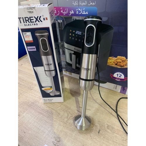 TIREXX Bras Mixeur En Inox - 1200 W 2 Vitesses - Avec Tasse - BRX1200 Noir