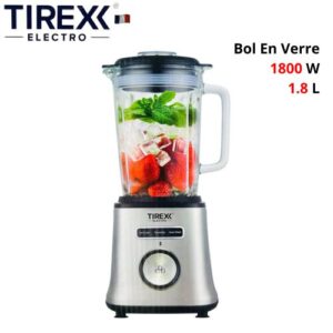TIREXX Blender Mixeur Electrique En Verre - 1800 W 1.8 L - Ice Crush Et Auto Clean - BLX1800