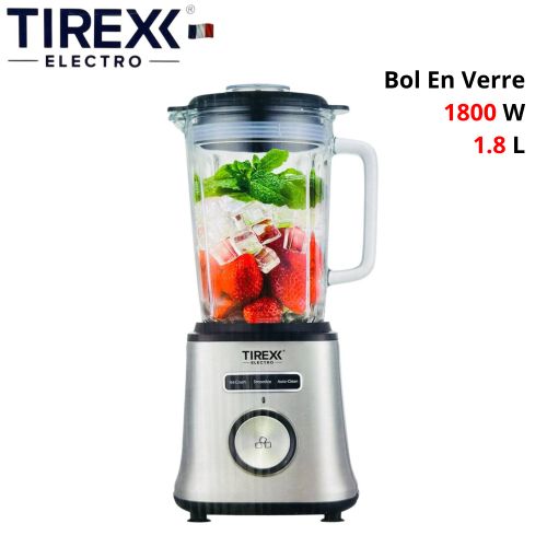 TIREXX Blender Mixeur Electrique En Verre - 1800 W 1.8 L - Ice Crush Et Auto Clean - BLX1800