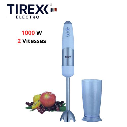 TIREXX Bras Mixeur En Inox - 1000 W 2 Vitesses - Tasse 600 mL - BRCN1200 Blanc