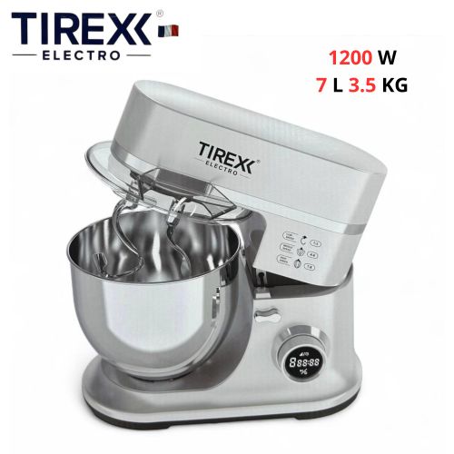 TIREXX Robot Pétrin Double Crochet Multifonction 1200W 7L 3.5KG - Engrenage Métallique - PTR90GS