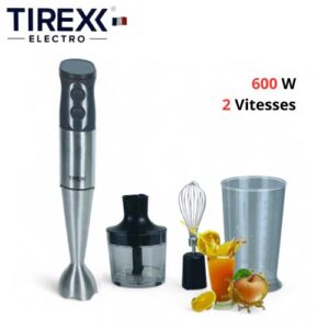 TIREXX Bras Mixeur Inox 3EN1 Multifonction 600W Avec Hachoir Et Fouet - BTX 800
