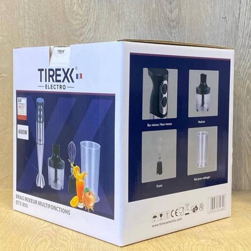 TIREXX Bras Mixeur Inox 3EN1 Multifonction 600W Avec Hachoir Et Fouet - BTX 800 – Image 6