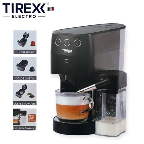 TIREXX Machine à Café 4 En 1 Avec Cappuccino 20 Bars 1450W 1.2L - CAF1800