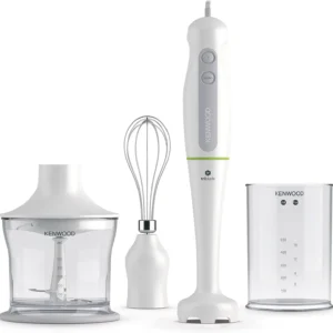 Mixeur plongeant Kenwood 700W avec hachoir 500 ml, verre 500 ml, fouet, Technologie Triblade HDP104WG Blanc