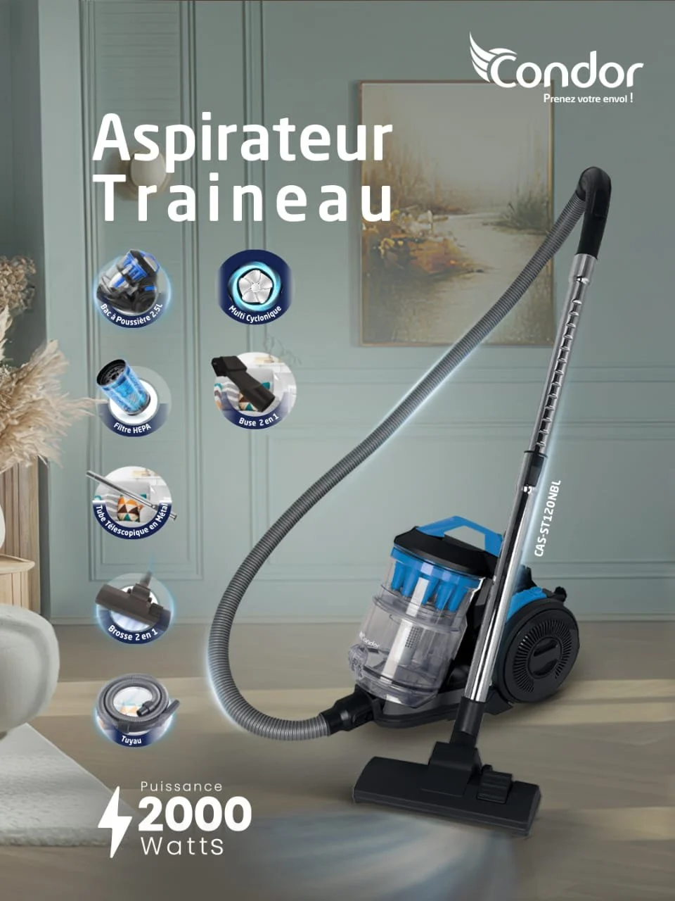 Aspirateur Traineau Condor Noir_BLEU