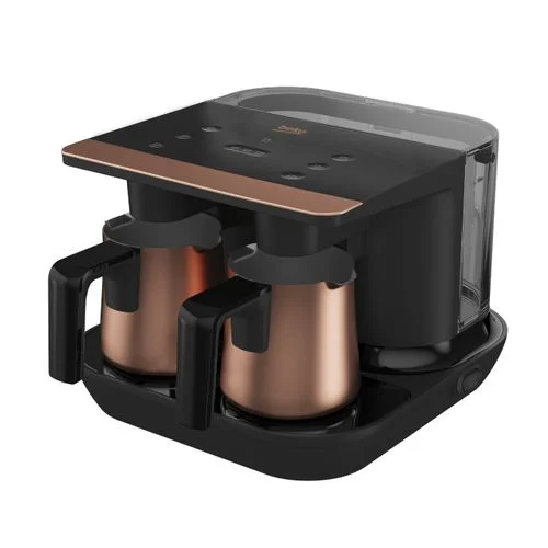 Beko Turkish Coffee Machine Double Pot 1100 Watt, 1Liter, Black/Gold - TKM 8961 B