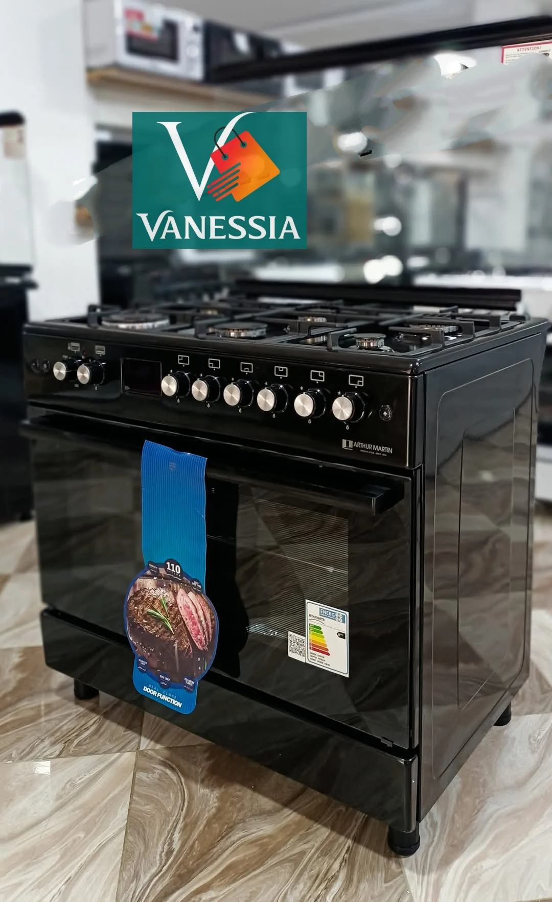 Cuisinière Arthur Martin 6 feux noir  ventiller – Image 2