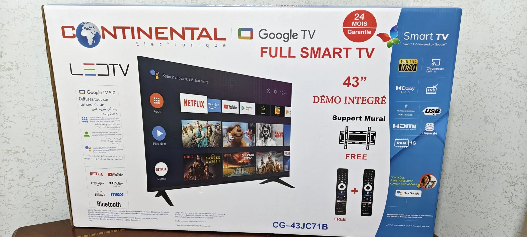 ⭐ CONTINENTAL Google TV 43” – Full Smart + Demo + Garantie 5 Ans ⭐(an) TK – Image 2