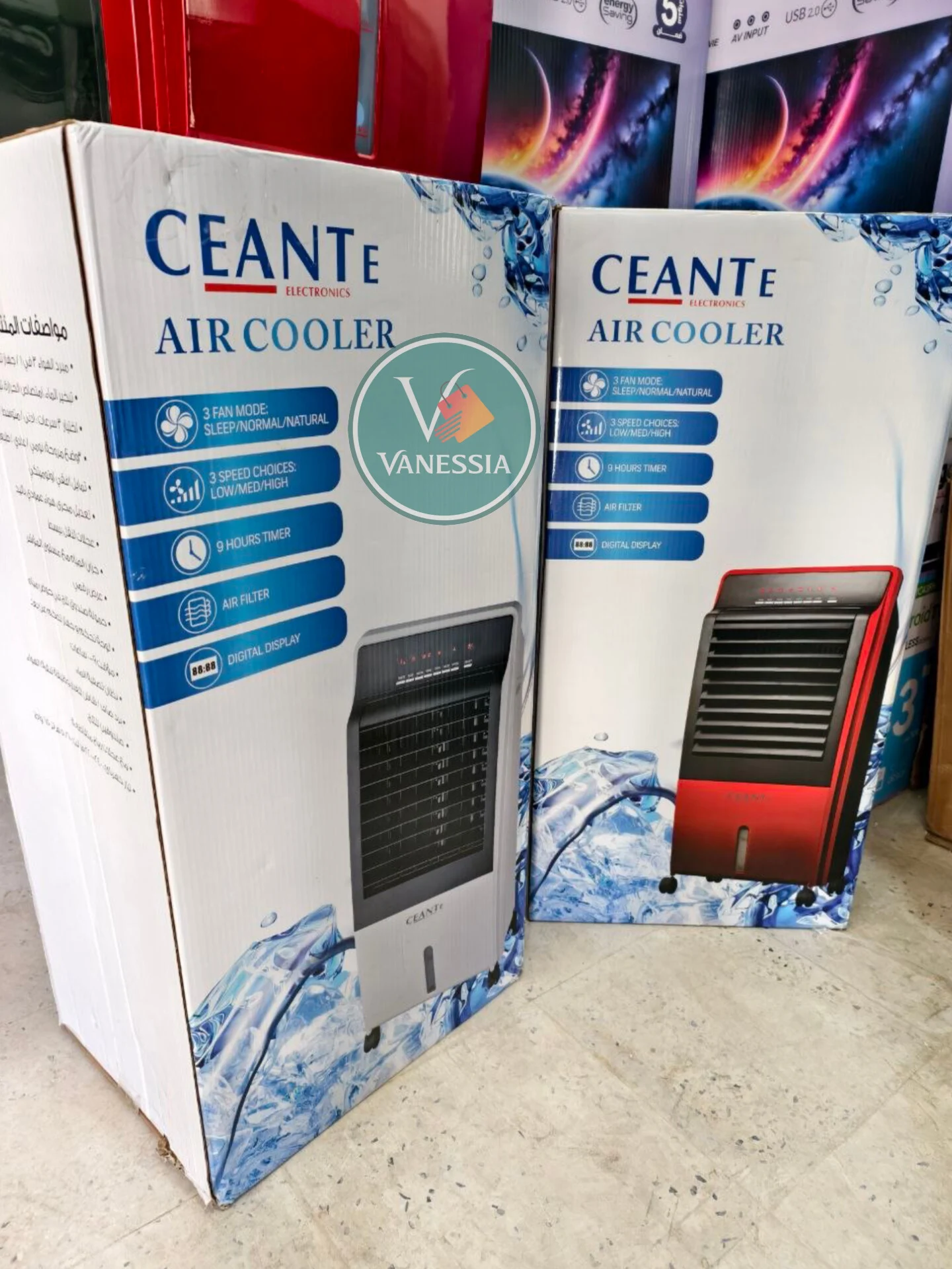 Air Cooler Marque Ceante 12L Couleur Blanc & Rouge – Image 9