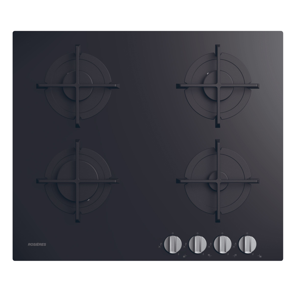 Table de cuisson Rosières 4 Feux Black Glass avec Thermocouple et Grille en Fonte
